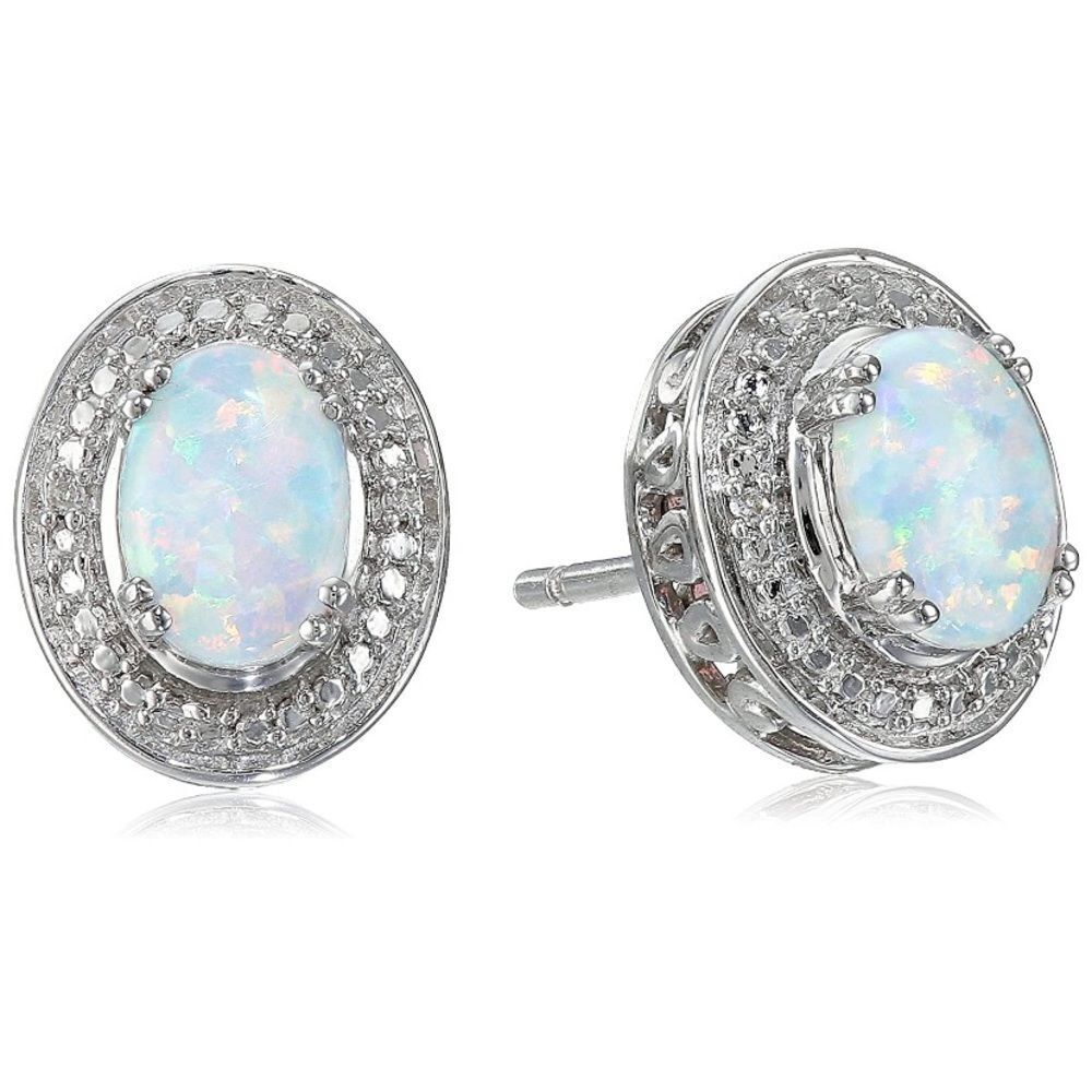 Natural Diamond Opal Earrings